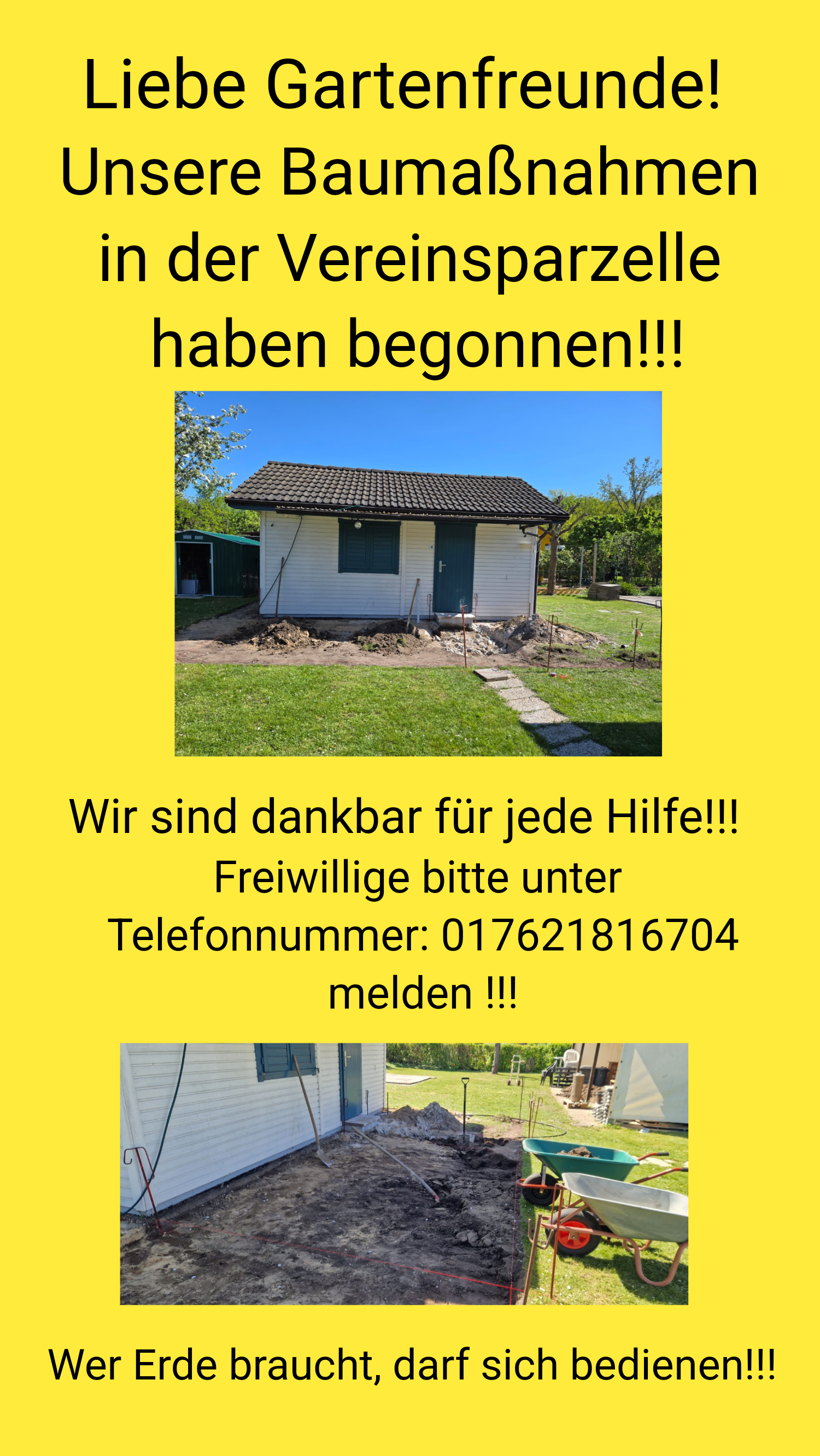 baumaßnahmen ind er Vereinsparzelle